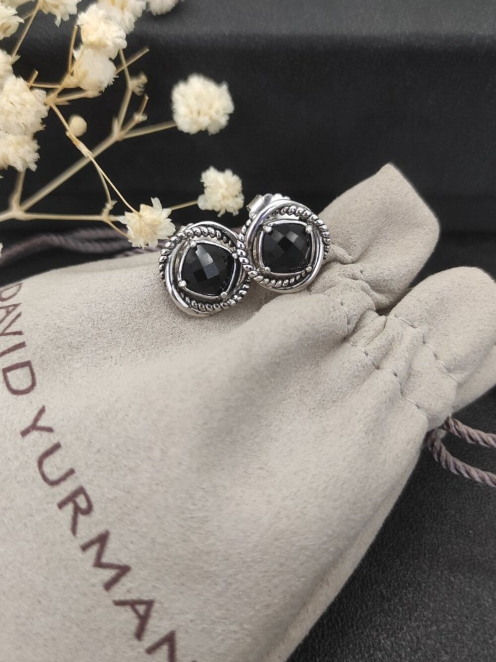 David Yurman 925 Silver Earrings with Original Pouch